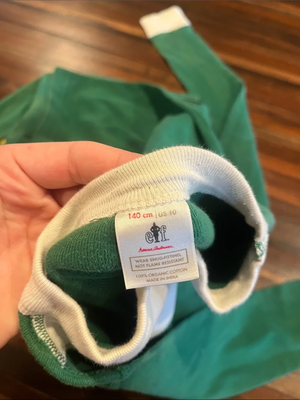 Kids size 10  Hannah Anderson Elf Green and Yellow Slim Pajamas